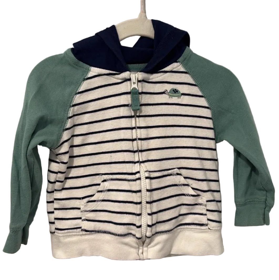 Carter's Stripe Turtle Zip-Up Hoodie 9M