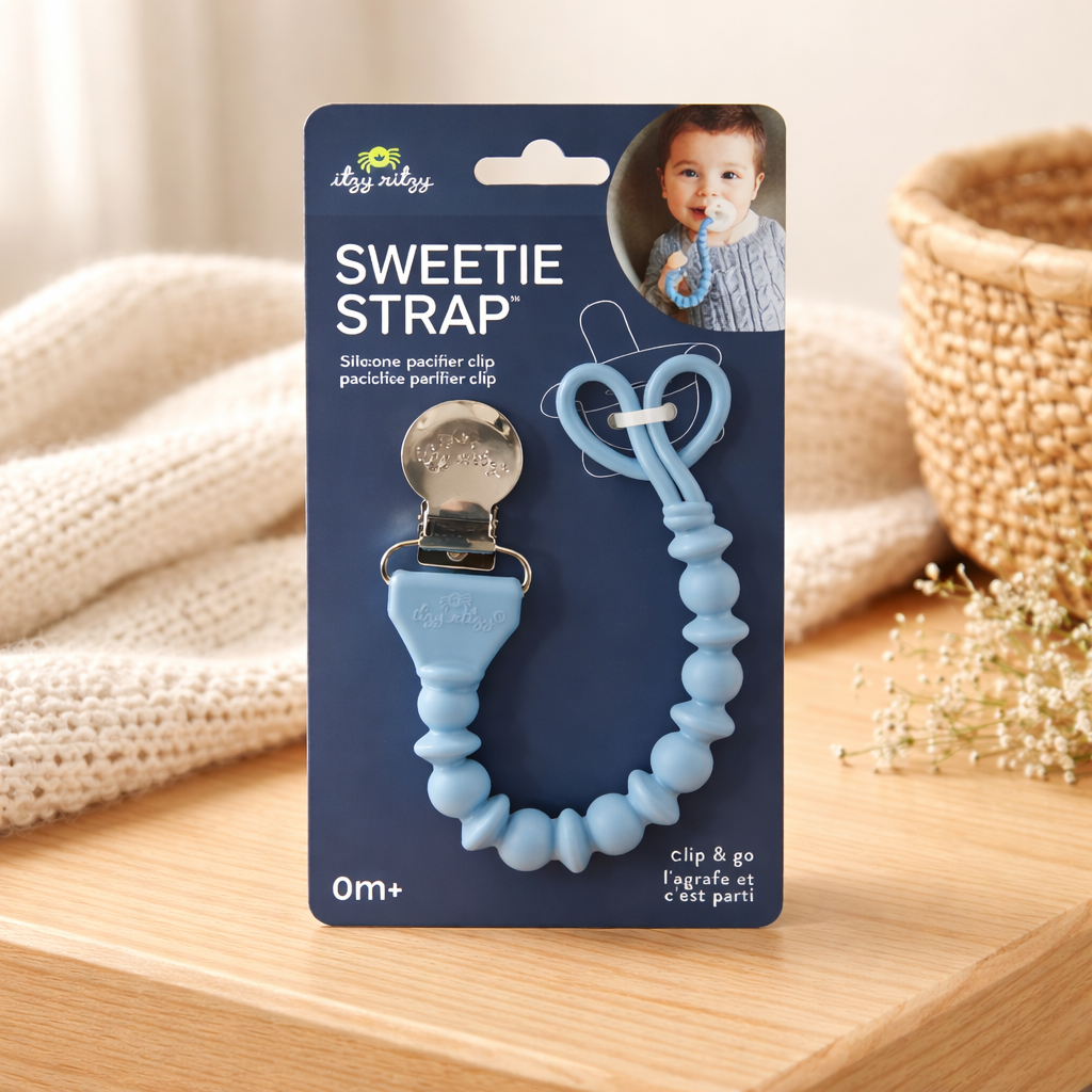 Sweetie Strap™ Silicone One-Piece Pacifier Clips Blue