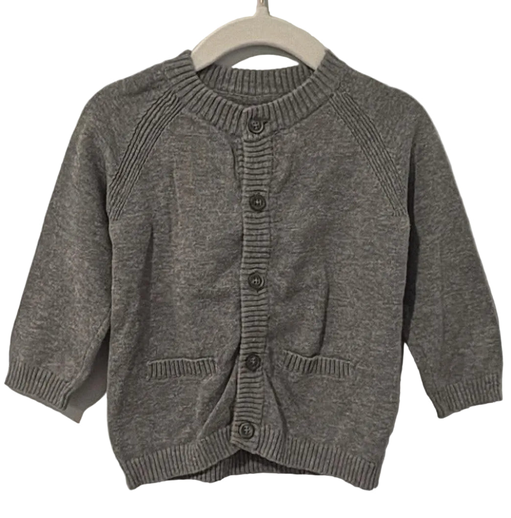 H&M Grey Chunky Ribbed Knit Button Cardigan 9-12M