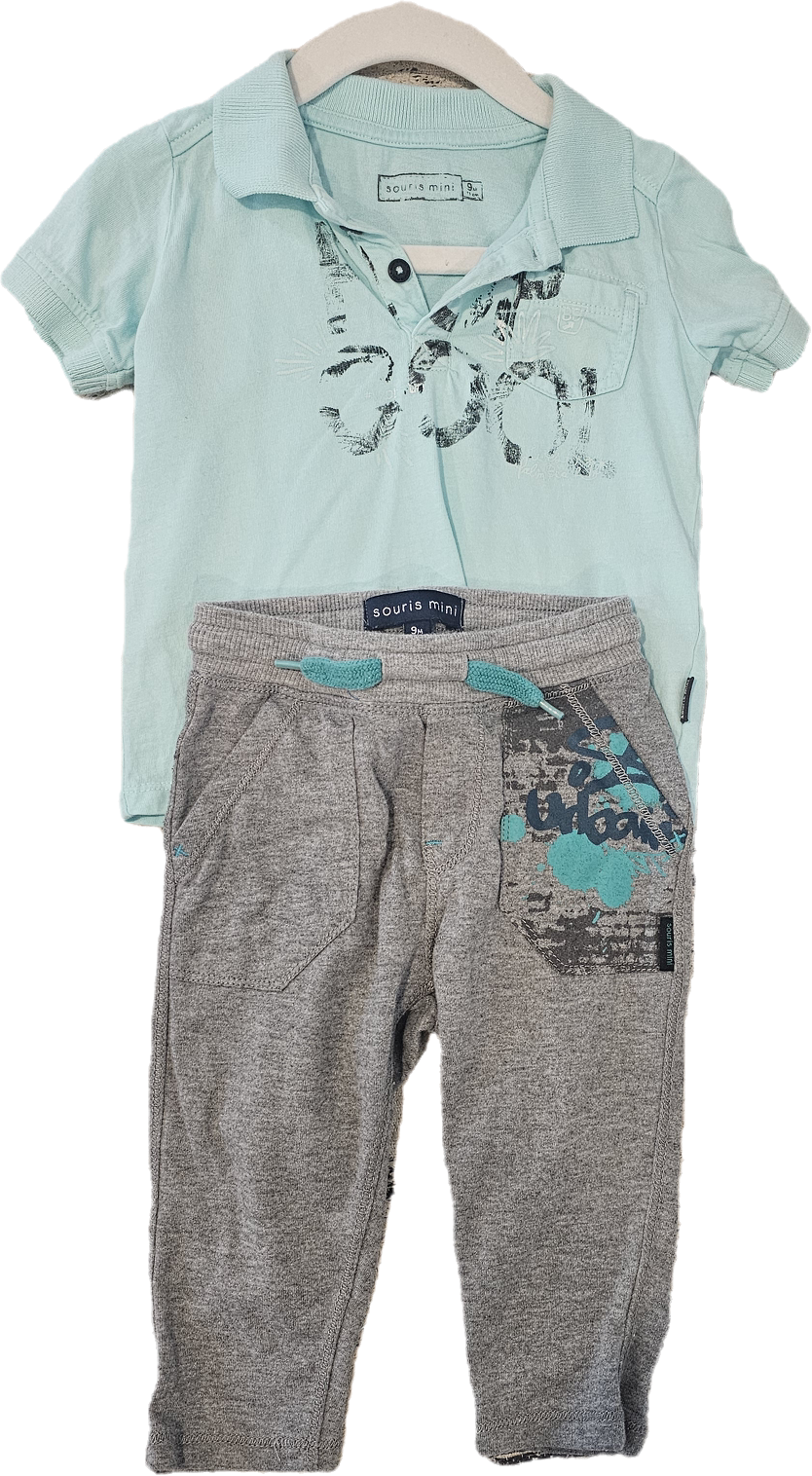 Souris Mini Two Piece Outfit Pants and Polo 9m