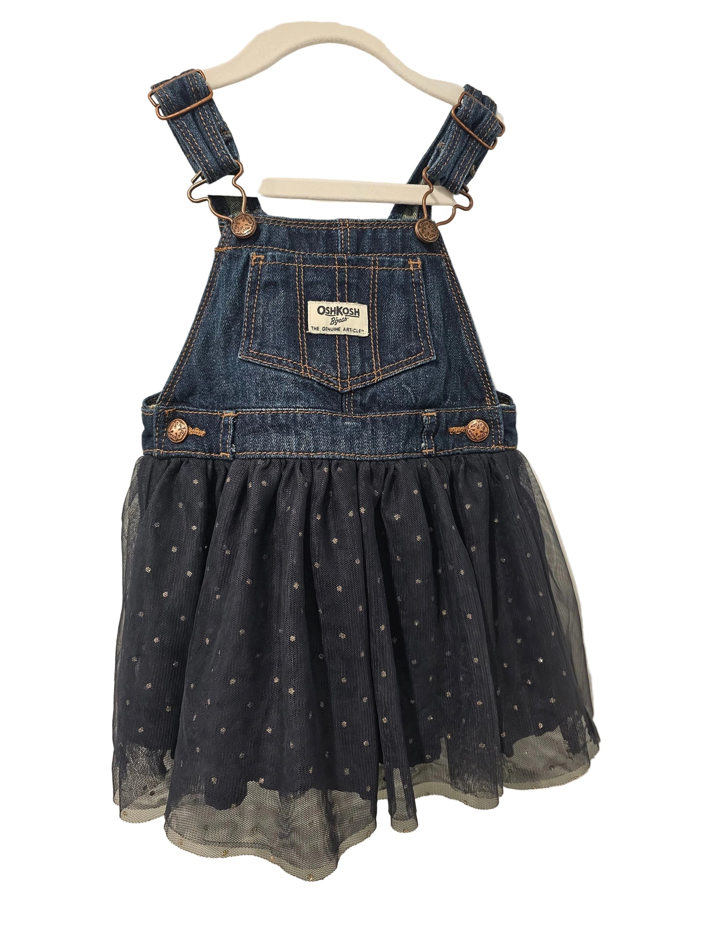 Osh Kosh B'Gosh Dark Denim and Krinolin Skirt Overall Dress 24m