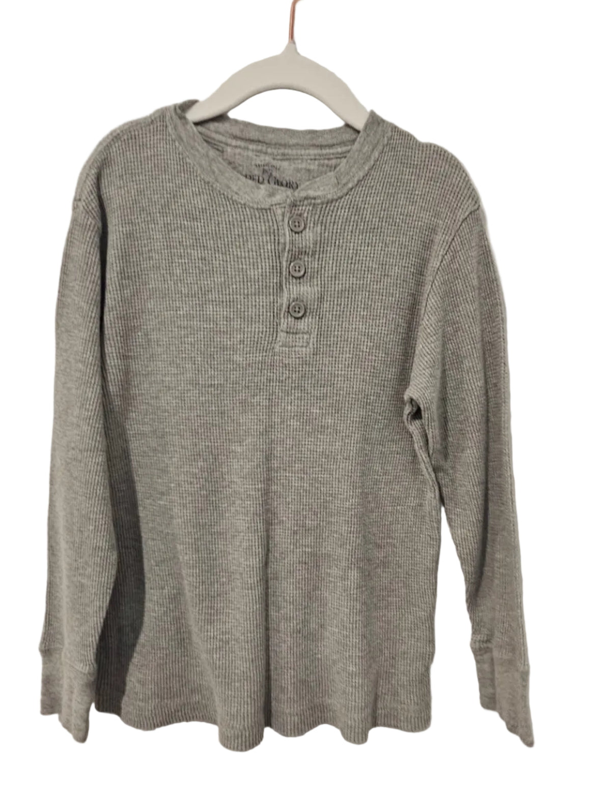 Faded Glory Grey Waffle Long Sleeved Shirt 6-7