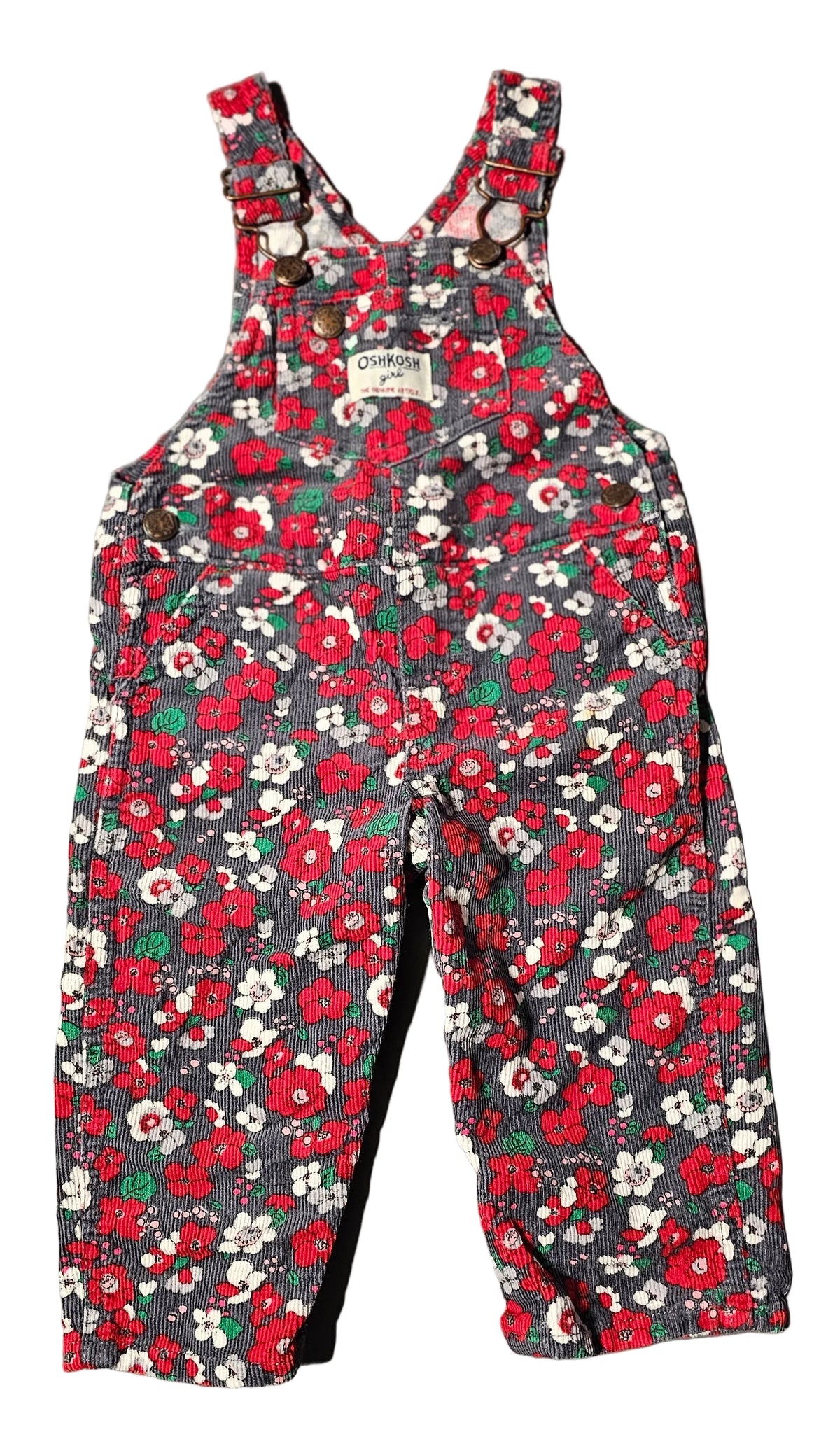 Osh Kosh B'Gosh Red Floral Overalls 9m