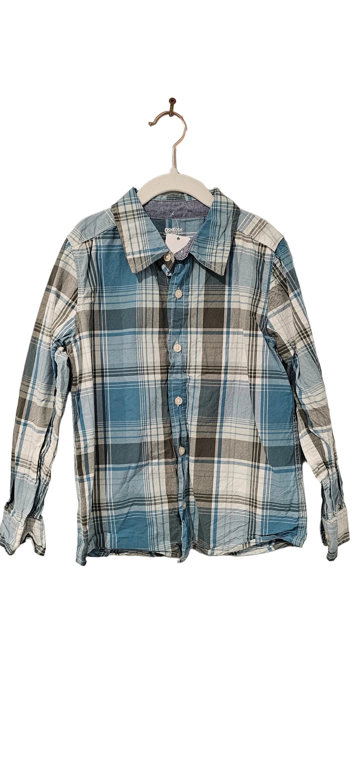 OshKosh B'gosh Blue Plaid Button-Up Shirt Size 10