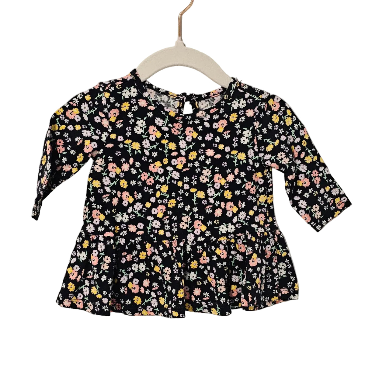 George Black Ditsy Floral Peplum Top 0-3M