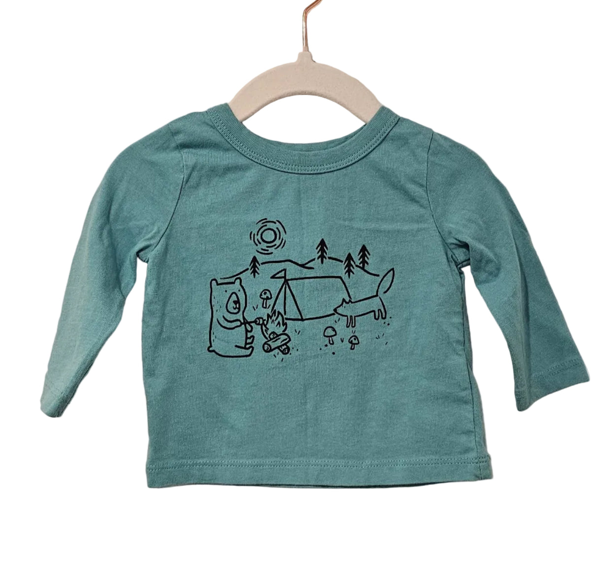 Joe Fresh Aqua Camping Scene Long-Sleeve Tee 3-6M