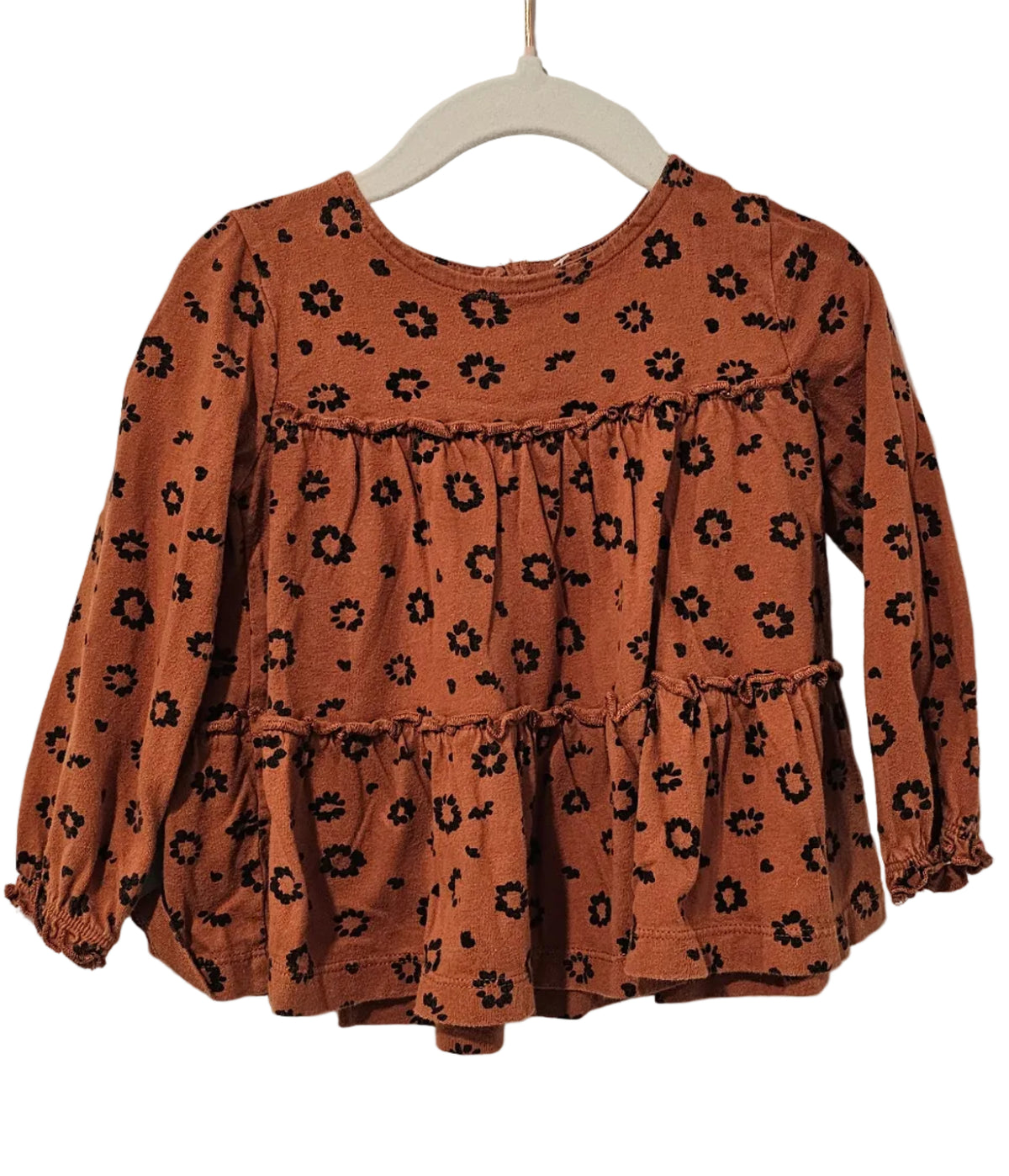 Child of Mine Rust Daisy Print Tiered Ruffle Blouse 24M