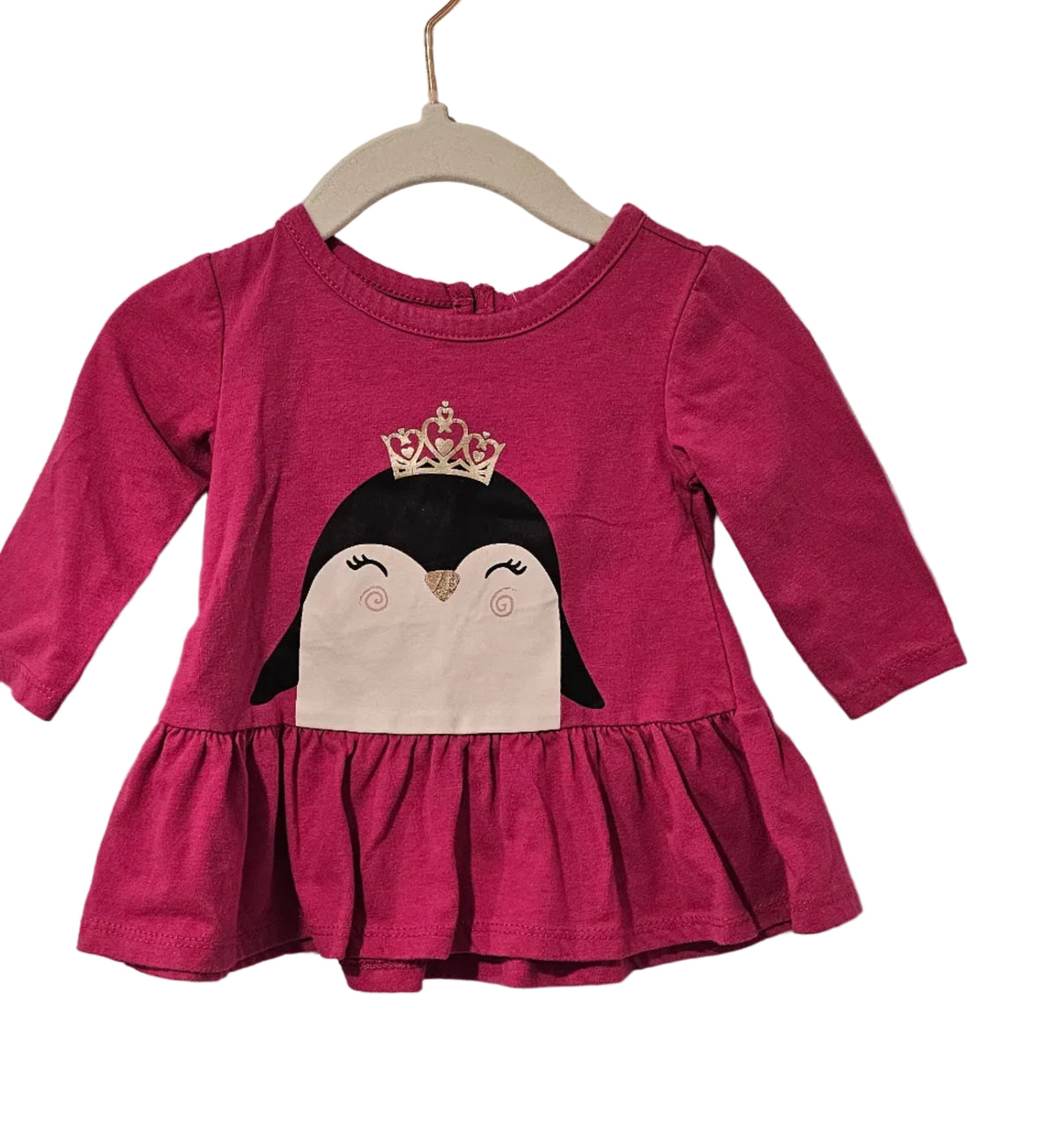 George Hot Pink Princess Penguin Peplum Top 3-6M