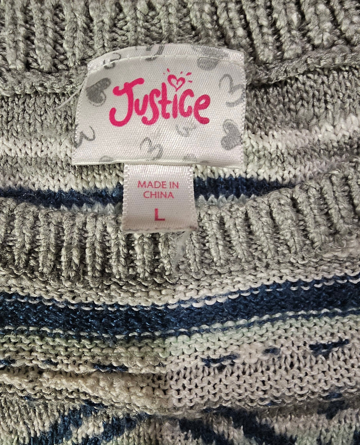 Justice size tag, L