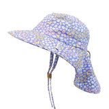 Flap Jack Kids Lavender Floral Sun Hat with Neck Flap