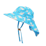 Flap Jack Kids Swan Print Sun Hat with Neck Flap - Small (6M-2Y)
