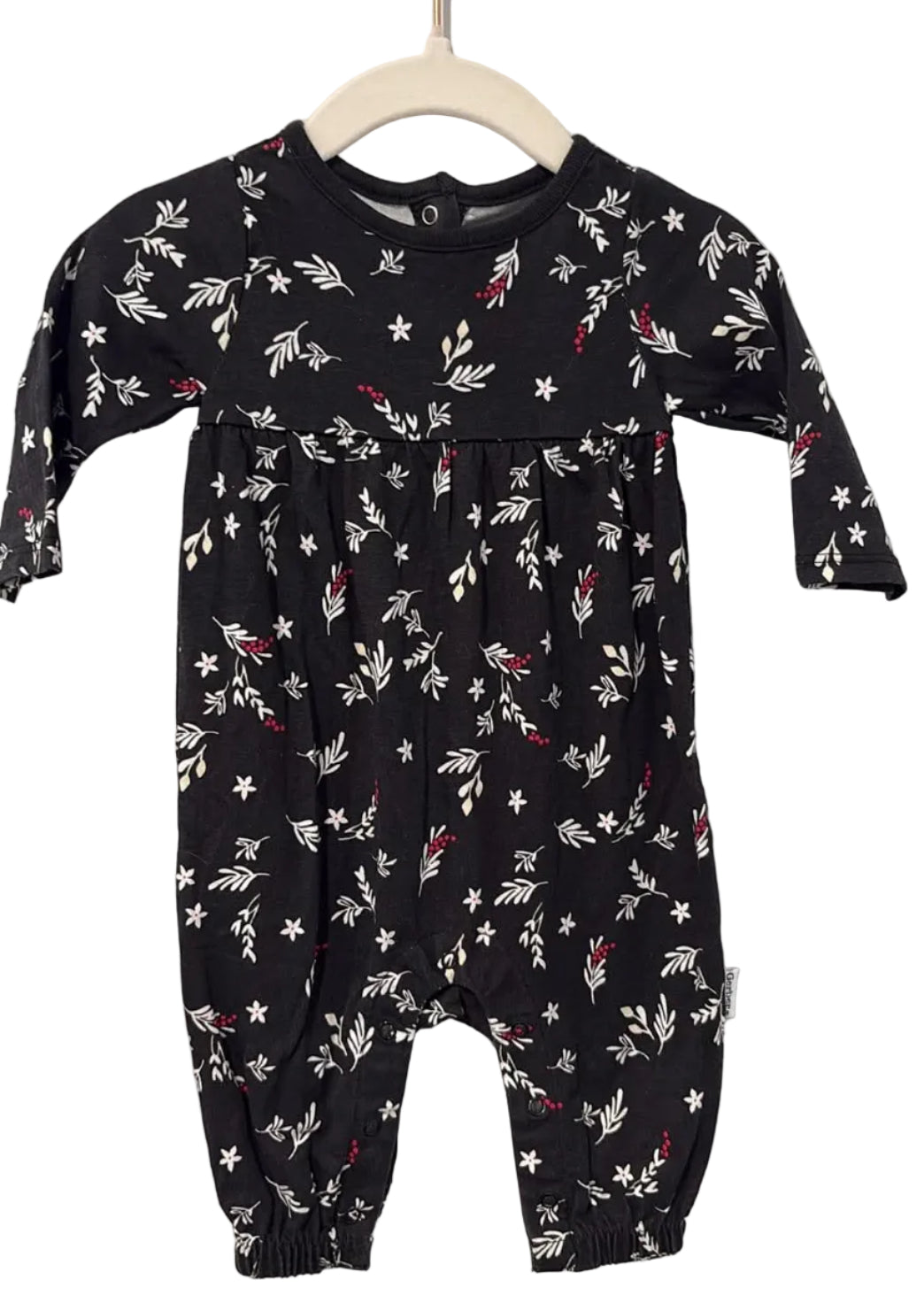 Gerber Black Botanical Floral Empire Waist Romper 0-3M