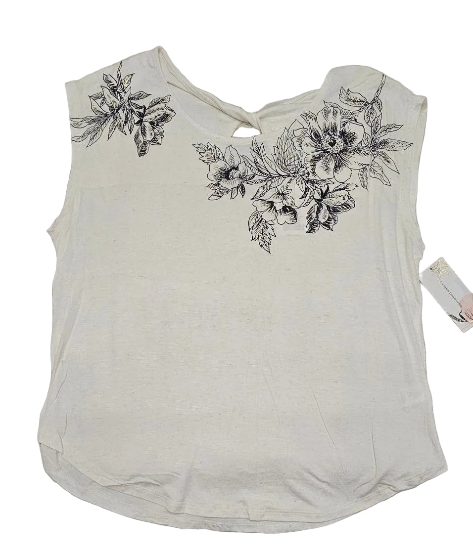 Pre de Provence Cream Floral Cut-Out Top XL