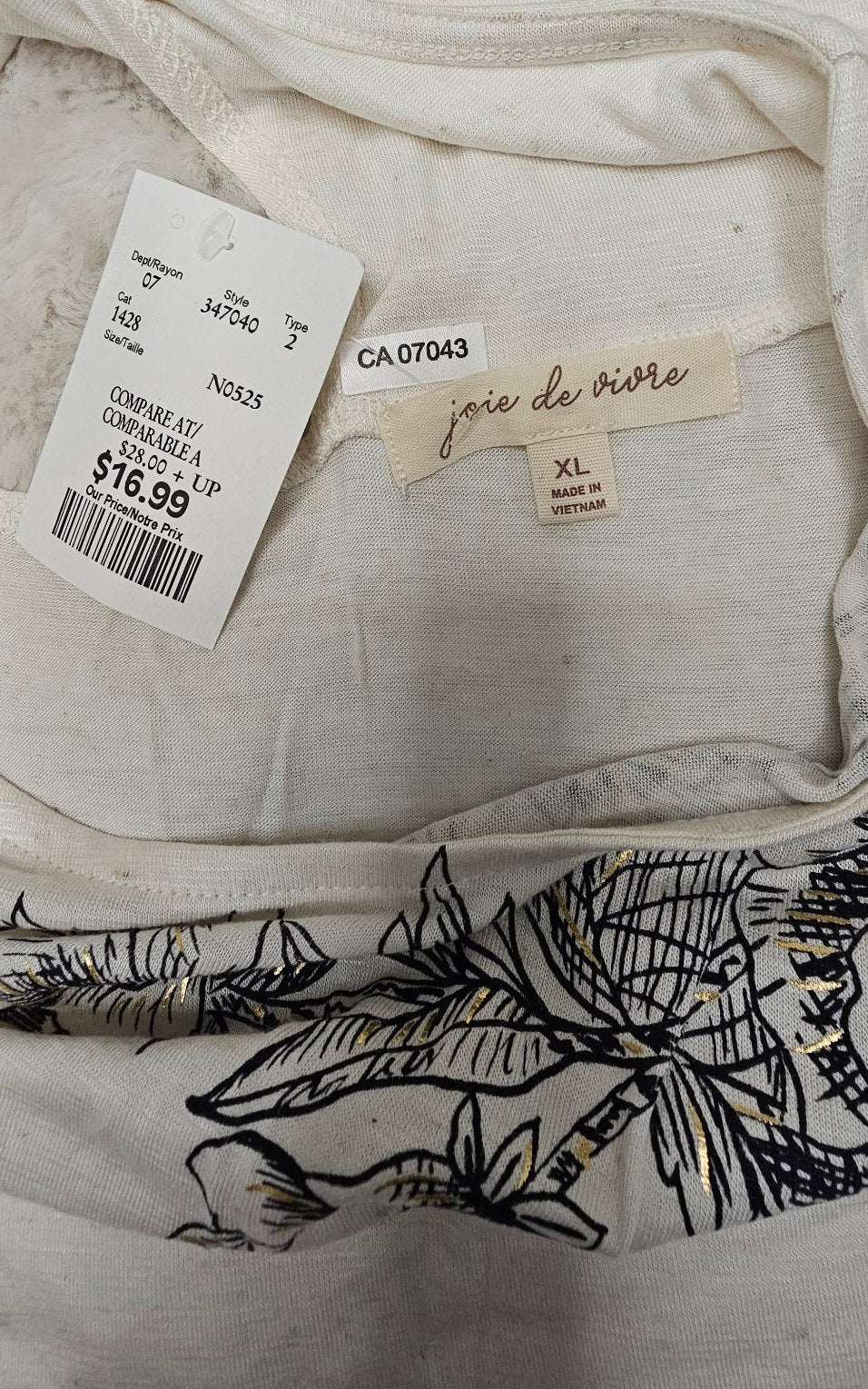 Pre de Provence Cream Floral Cut-Out Top XL