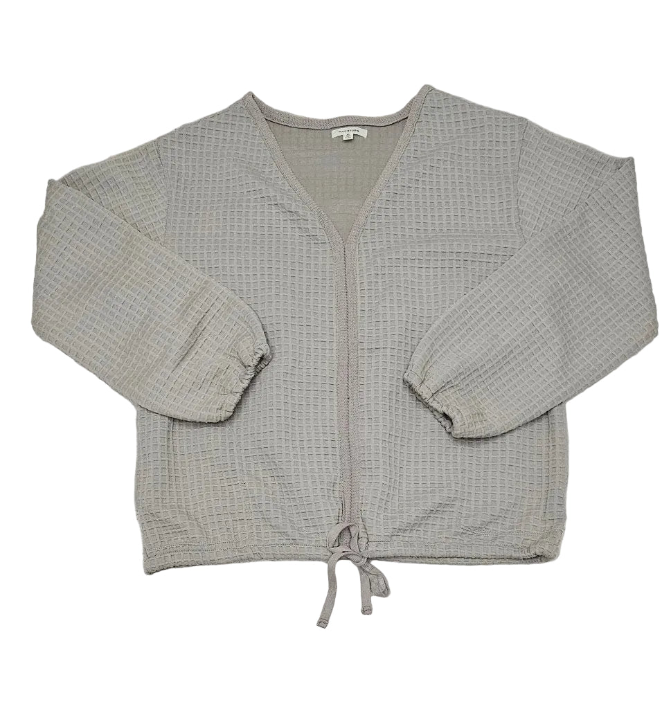 Max Studio Grey Waffle Knit Tie-Front Cardigan XL