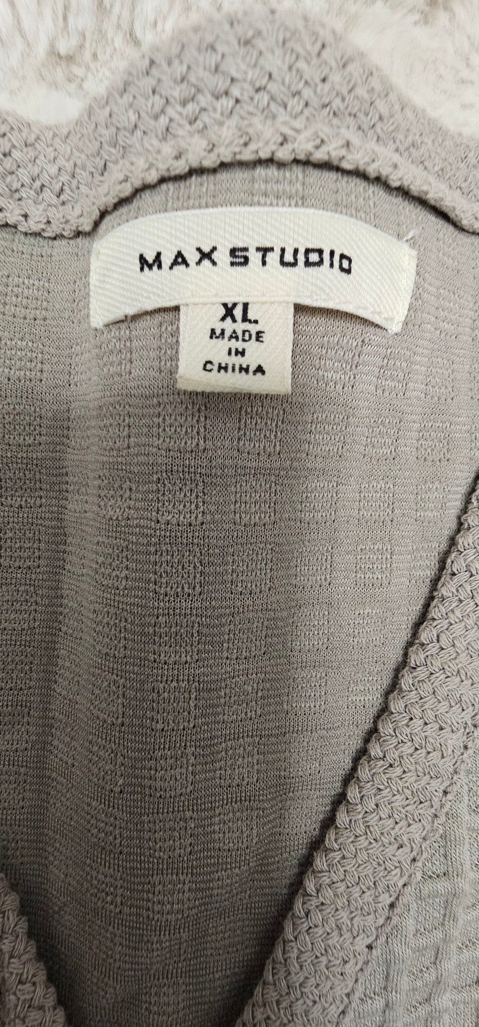 Max Studio Grey Waffle Knit Tie-Front Cardigan XL