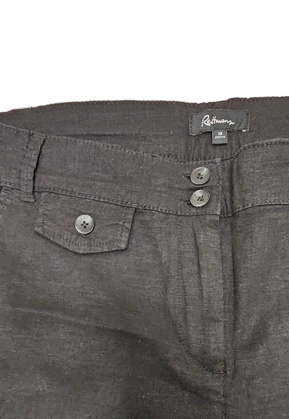 Reitmans Black Button-Front Pants 12 Petite