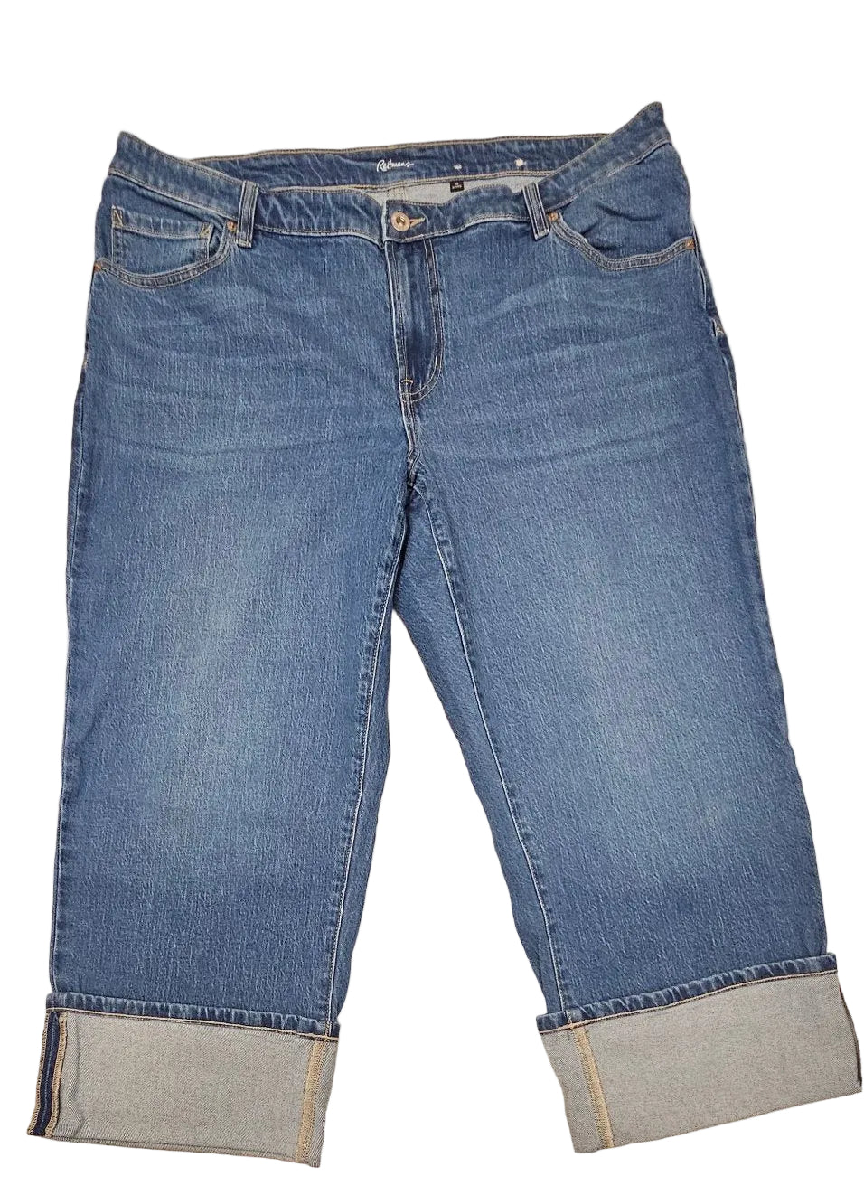 Reitmans Medium Wash Cuffed Capri Jeans 36 Petite