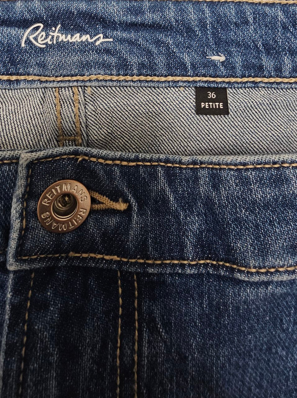 Reitmans Medium Wash Cuffed Capri Jeans 36 Petite