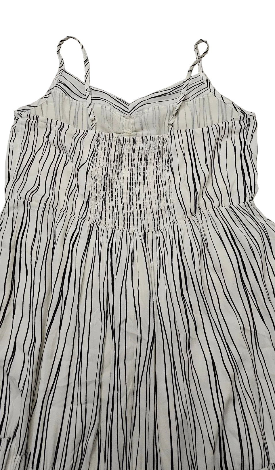 Addition Elle Black and White Striped Smocked Sundress 1X