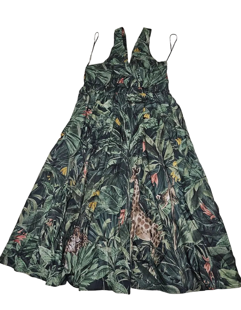 Reitmans Tropical Leaf Print Maxi Dress XL