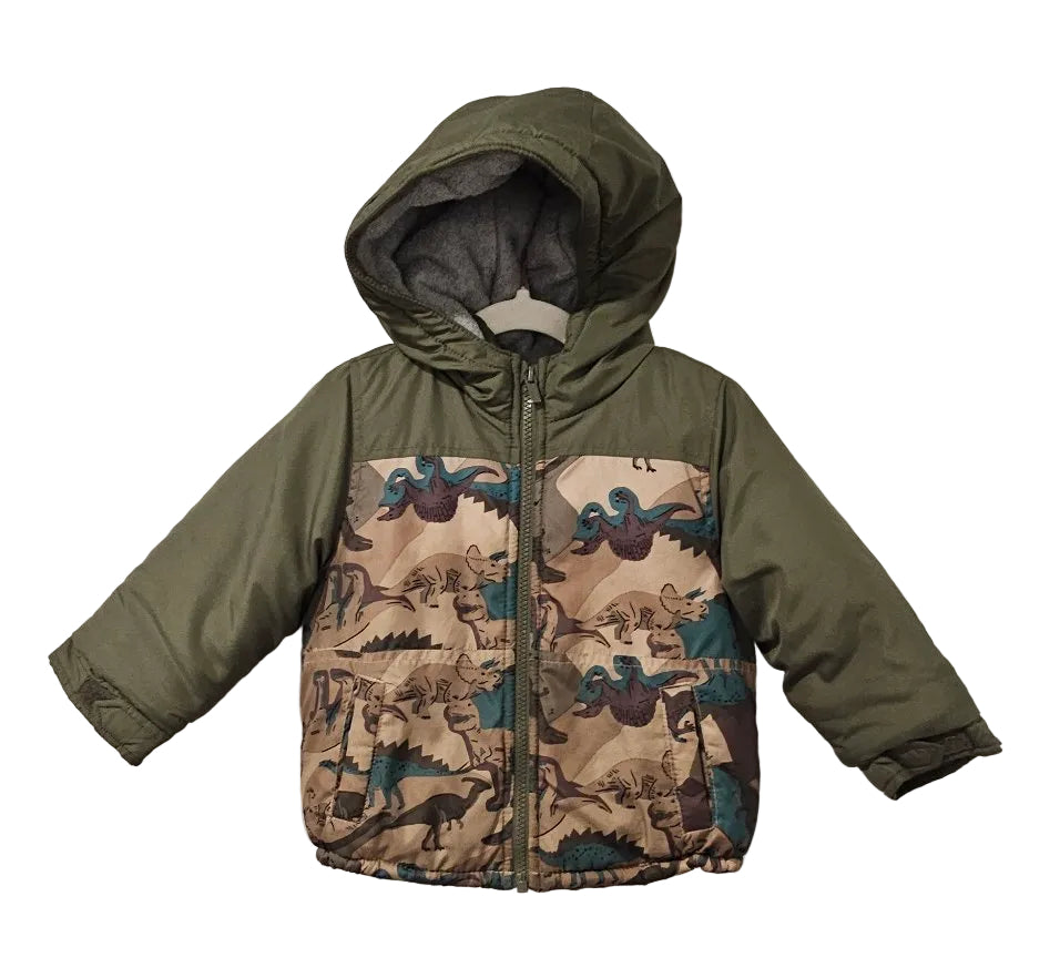 Carter's Olive Green Dinosaur Print Hooded Jacket, 24M – Pre-Loved