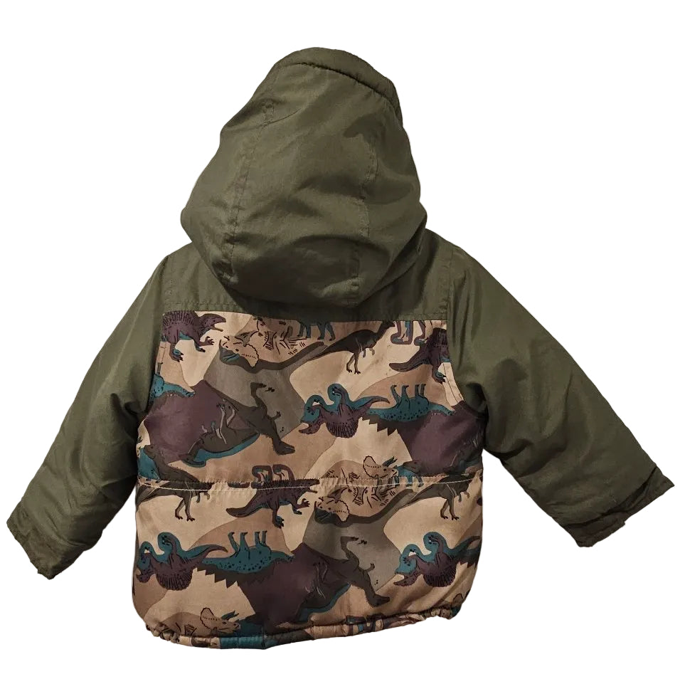 Carter's Olive Green Dinosaur Print Hooded Jacket, 24M – Pre-Loved