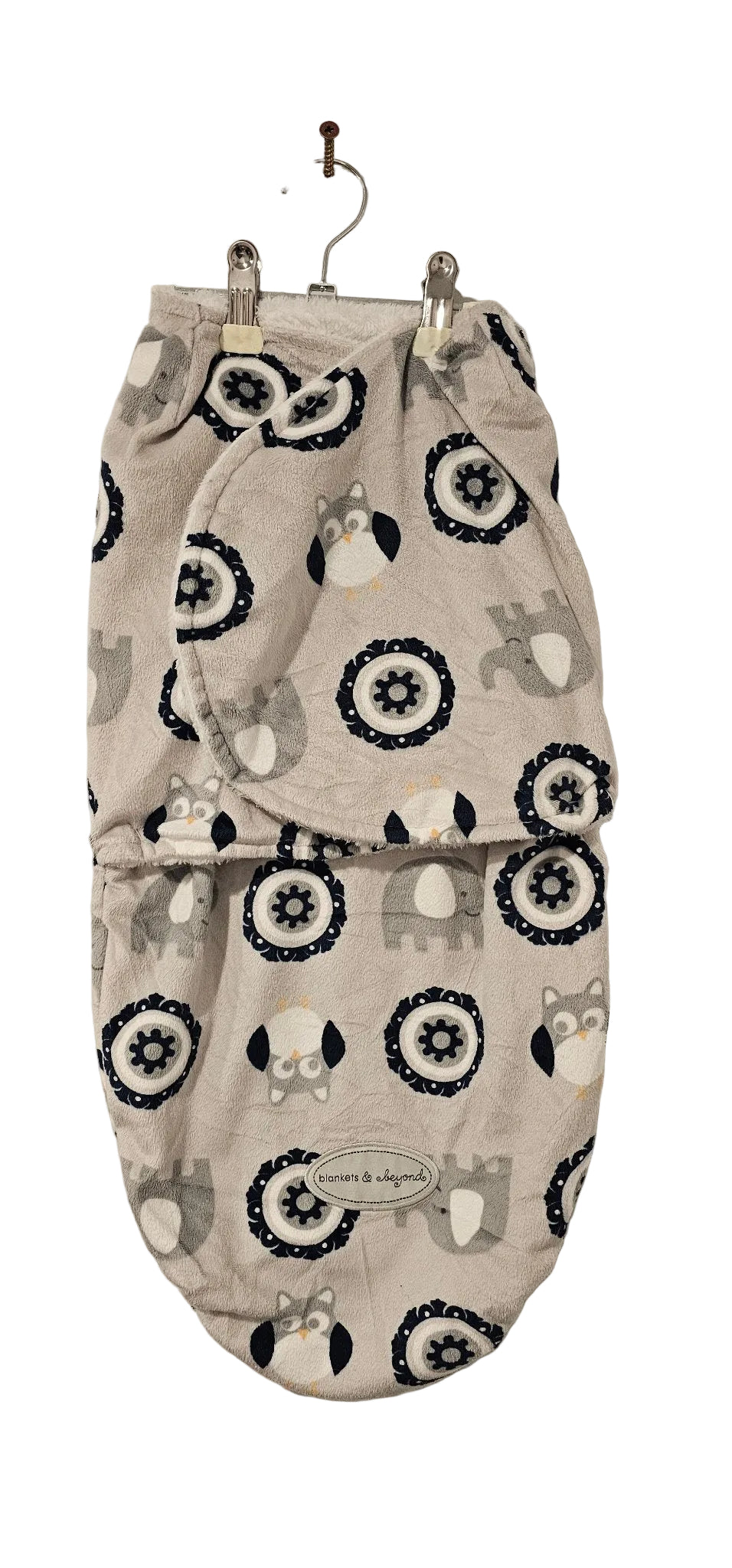 Blankets & Beyond Grey Owl & Elephant Fleece Swaddle Sleep Sack – Pre-Loved
