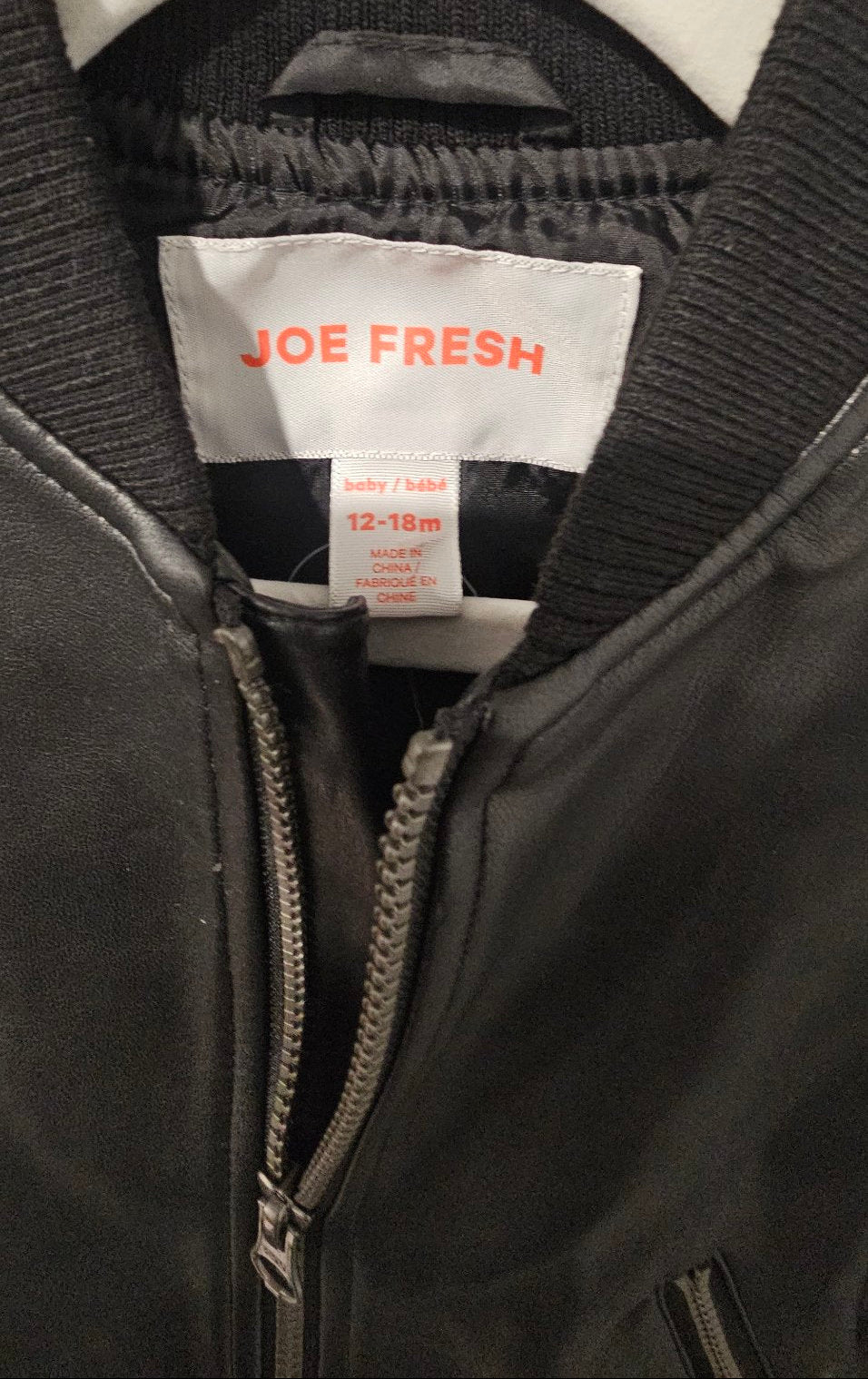 Joe Fresh Black Faux-Leather Moto Jacket, 12-18M – Pre-Loved