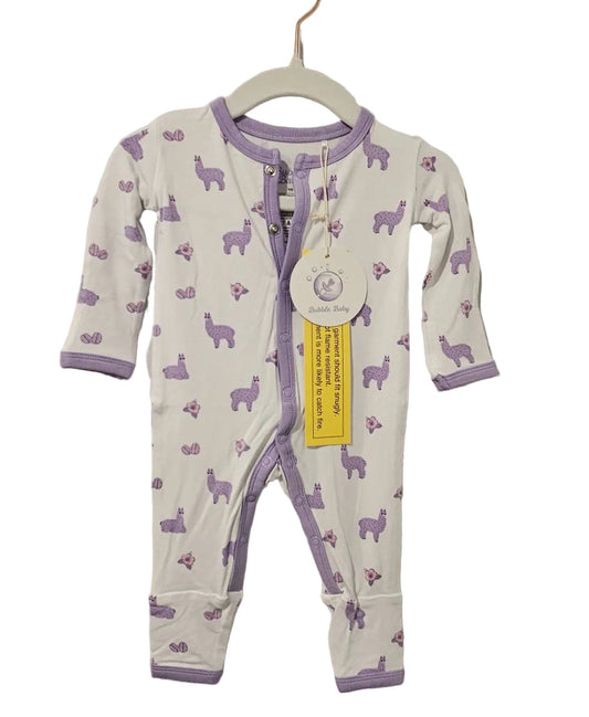 Bubble Baby Purple Llama Print Snap Sleeper – New