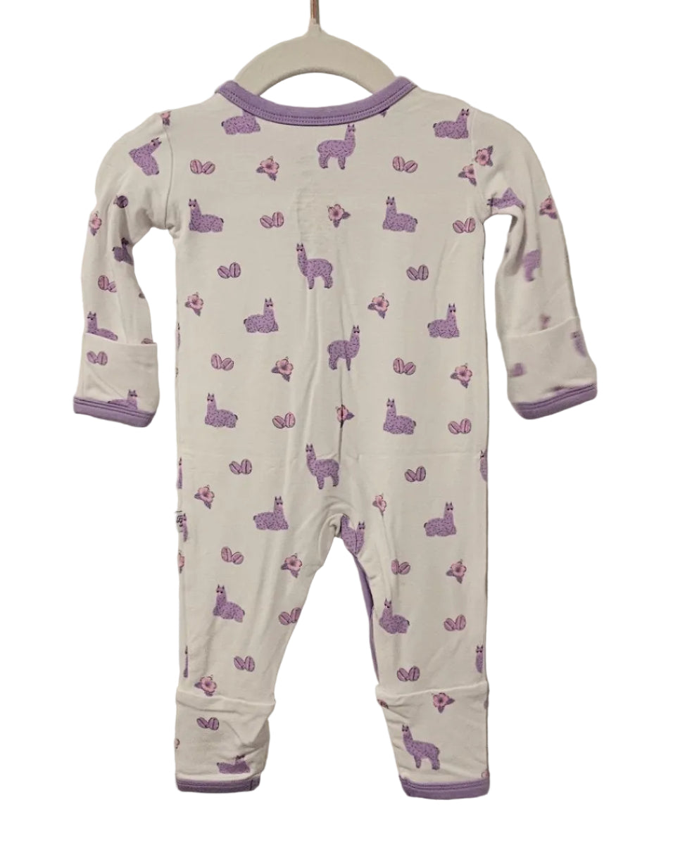 Bubble Baby Purple Llama Print Snap Sleeper – New