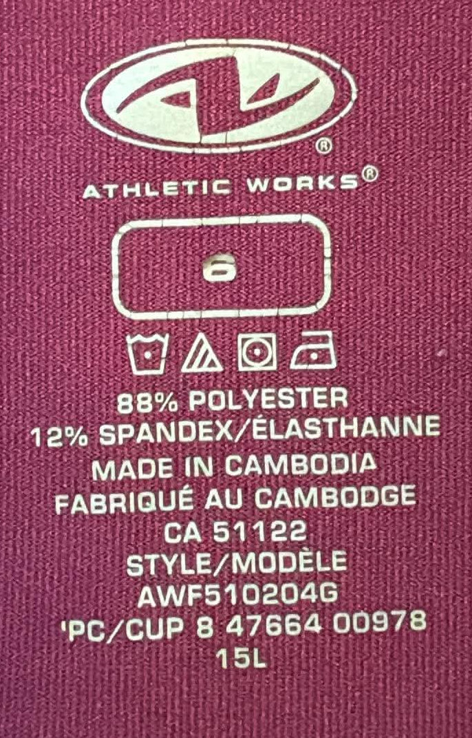 Athletic Works size 6 label showing 88% polyester and 12% spandex