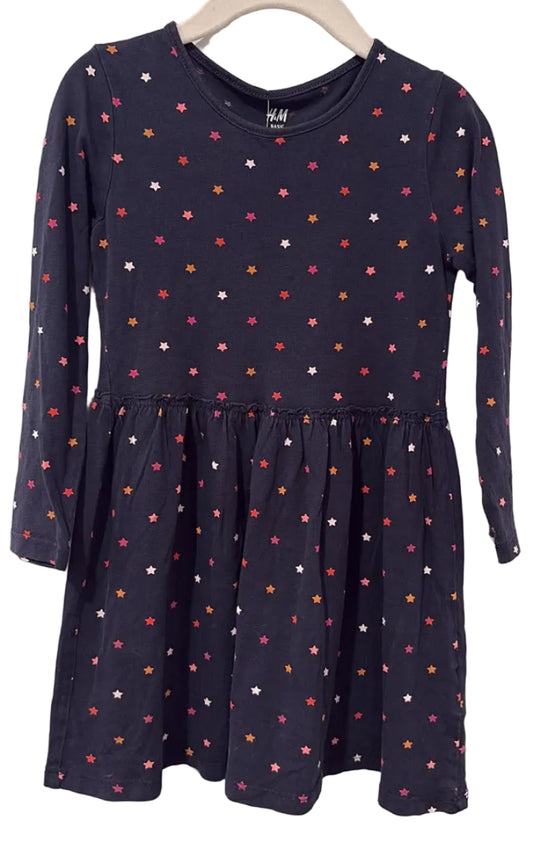 H&M navy star-print dress, back view
