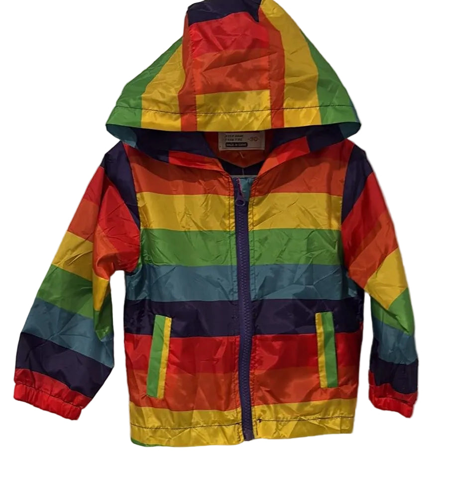 JOMAKE rainbow-striped hooded jacket, front view