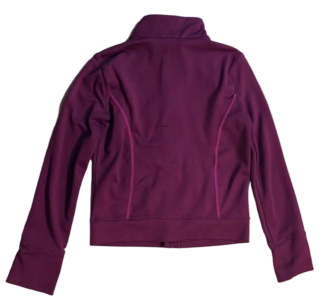 Back of plum-purple Athletic Works athletic jacket