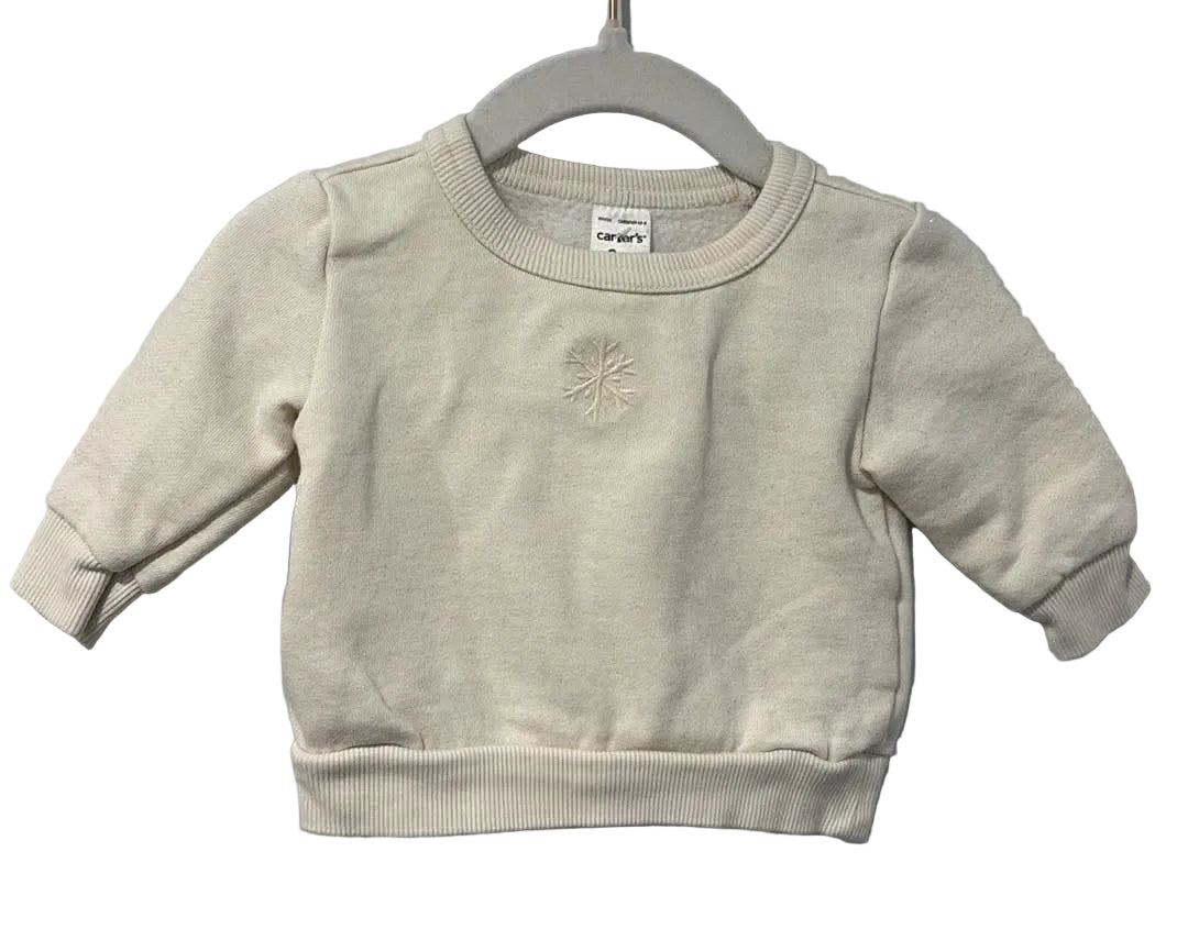 Carter's Cream Snowflake Embroidery French Terry Sweatshirt 3M