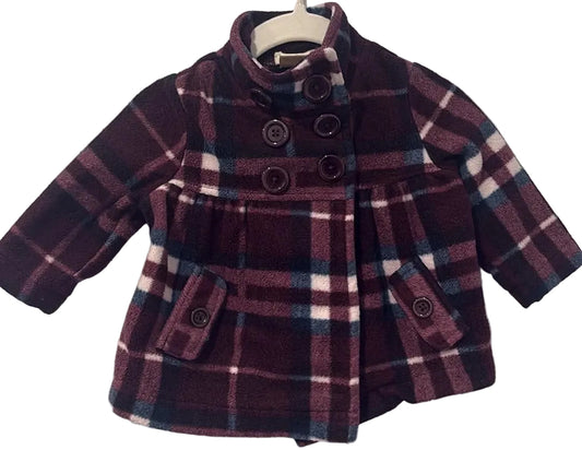Joe Fresh burgundy navy and cream plaid baby coat