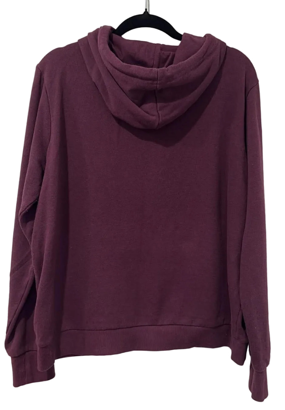 Back of burgundy Bench pullover hoodie
