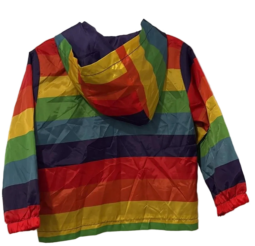 JOMAKE rainbow-striped hooded jacket, back view