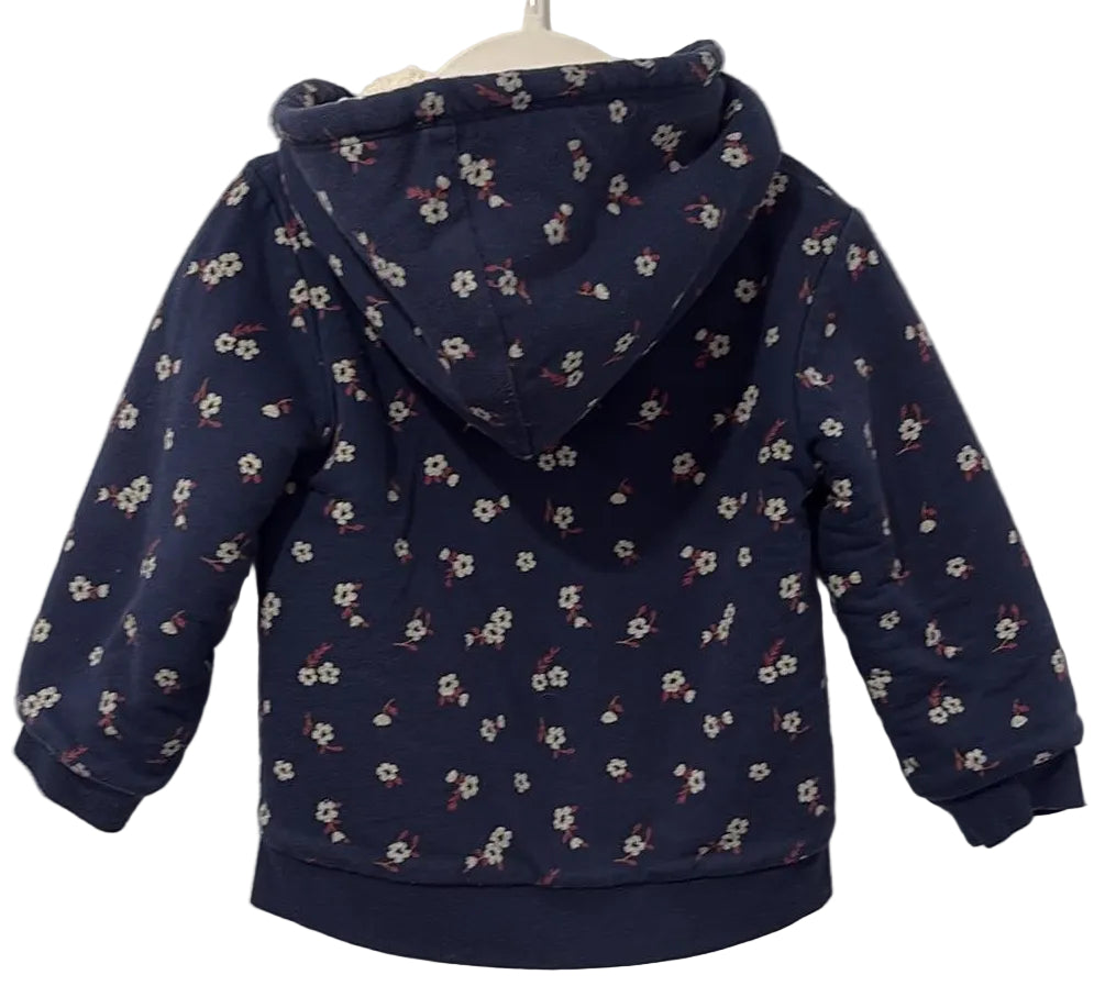 Joe Fresh navy floral hoodie, back view
