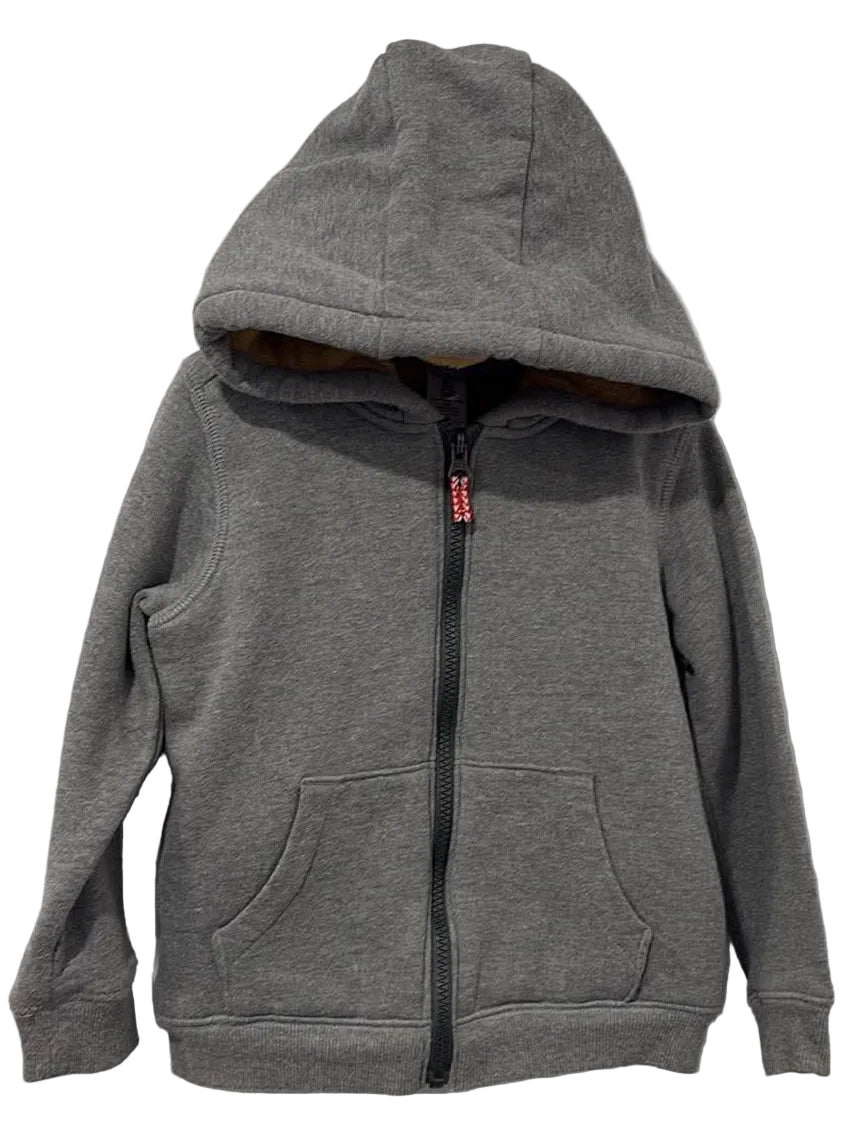 Carter's grey lined zip-up hoodie, front view
