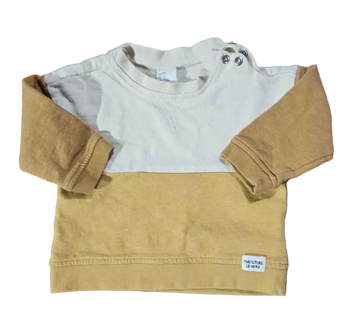 H&M cream, mustard and tan colour block sweatshirt
