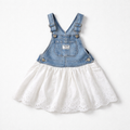 Denim White Lace Overall Dress 2T $15