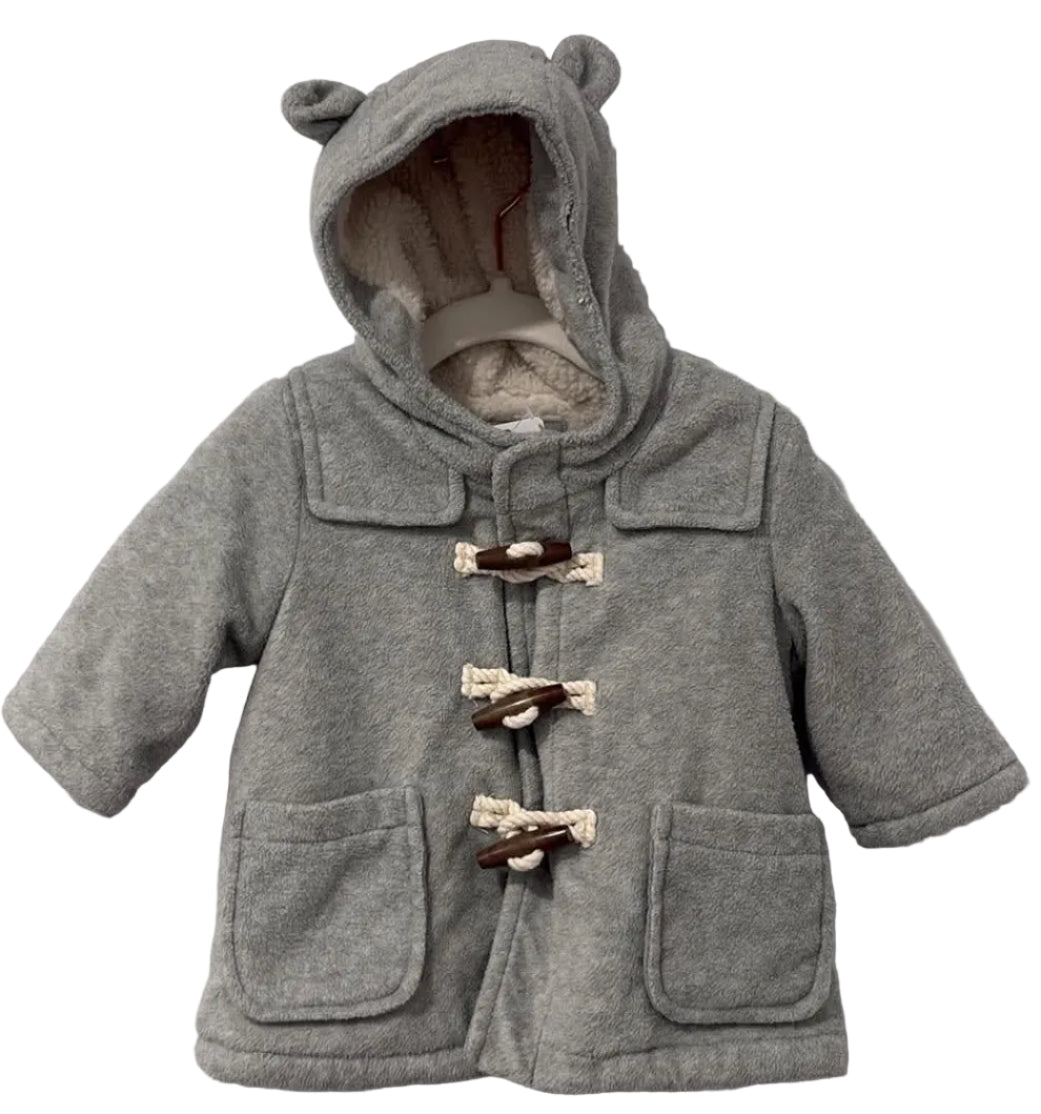 Baby Gap grey bear-ear hooded coat, front view