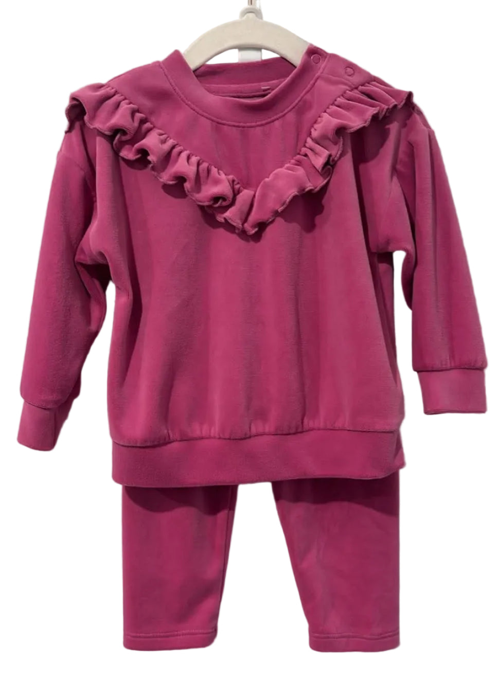 George berry-pink ruffle top and matching pants, size 12–18 months