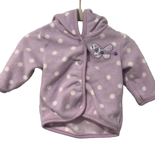 Carter's Lavender Polka Dot Fleece Butterfly Hoodie Jacket 2M