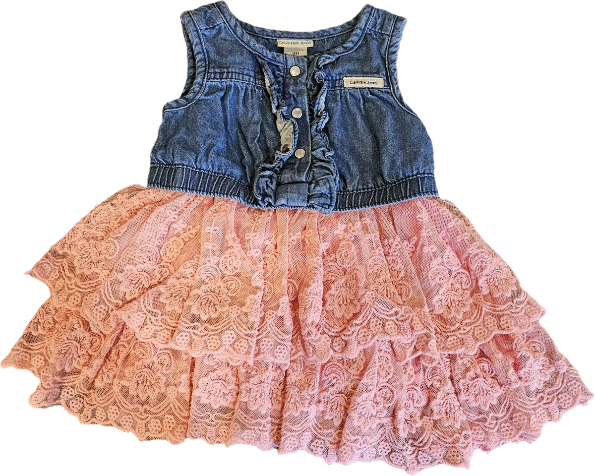 Calvin Klein Lace/Denim Dress 18mth $17.00