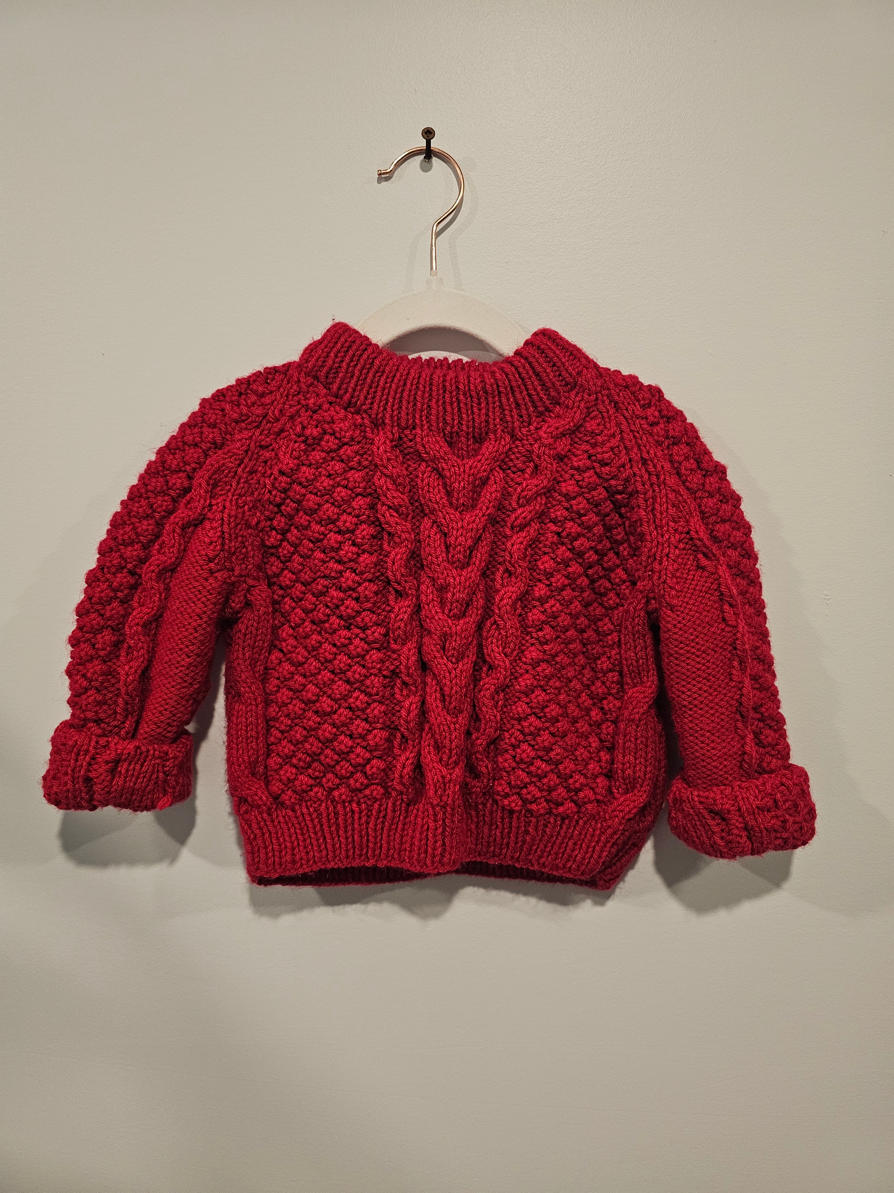 Handmade Knitted Sweater Red Size 12m