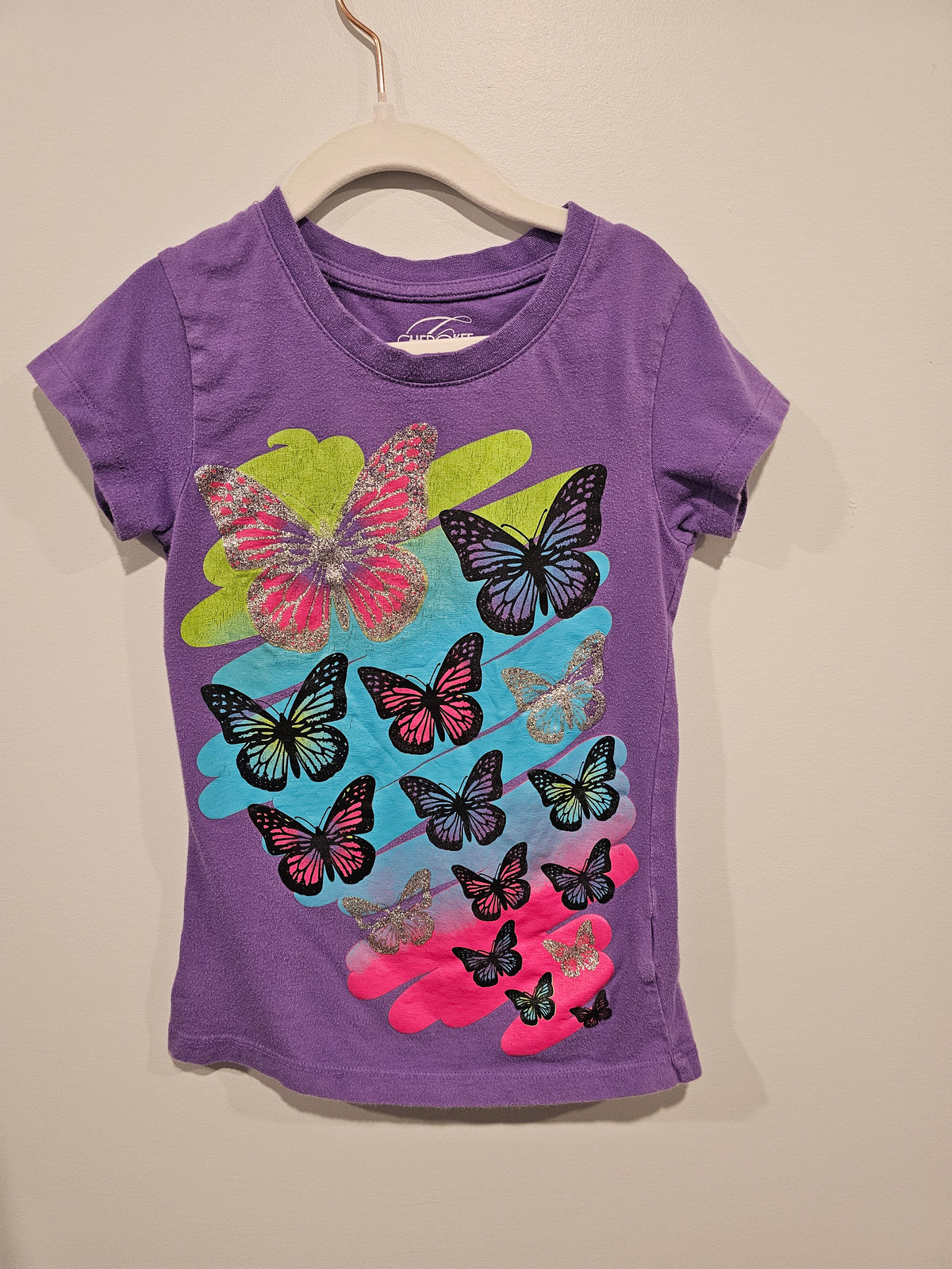 Cherokee Shirt Purple Butterflies 7-8