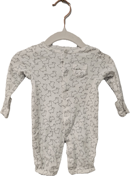 Carter's Footless Sleeper White Sheep NB